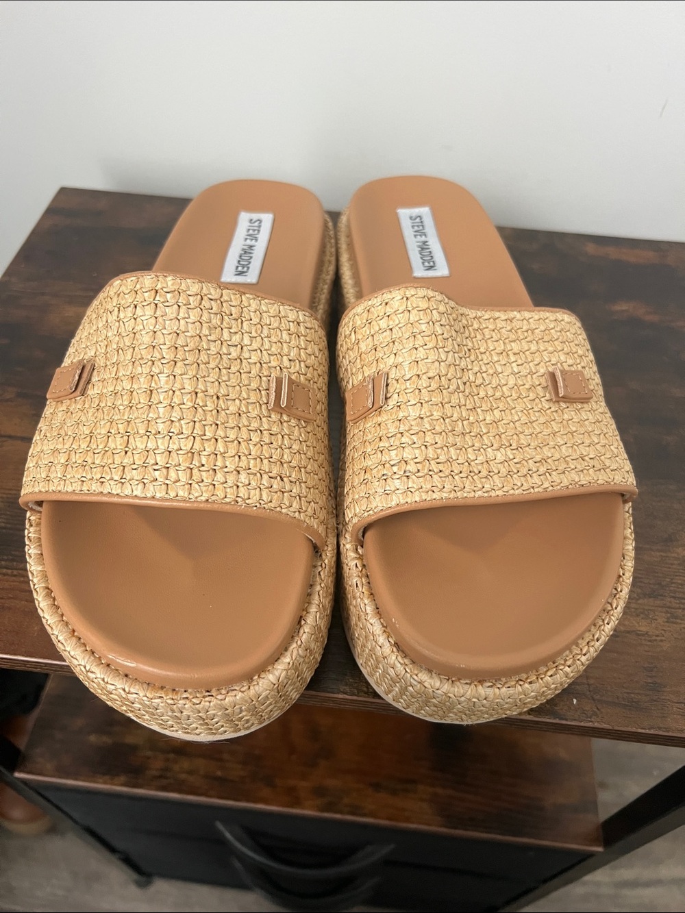 Steve Madden Kayley Raffia Platform Slides 9 # - Picture 4 of 7